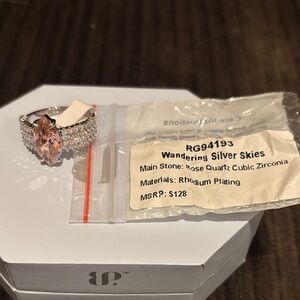 Elegant Silver Skies Rose Quartz Ring